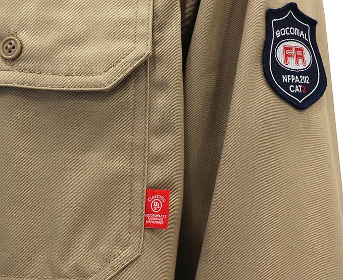 BOCOMAL FR Shirts 6.25oz Lightweight Welding Shirts Flame Resistant Men's Fire Retardant Shirt