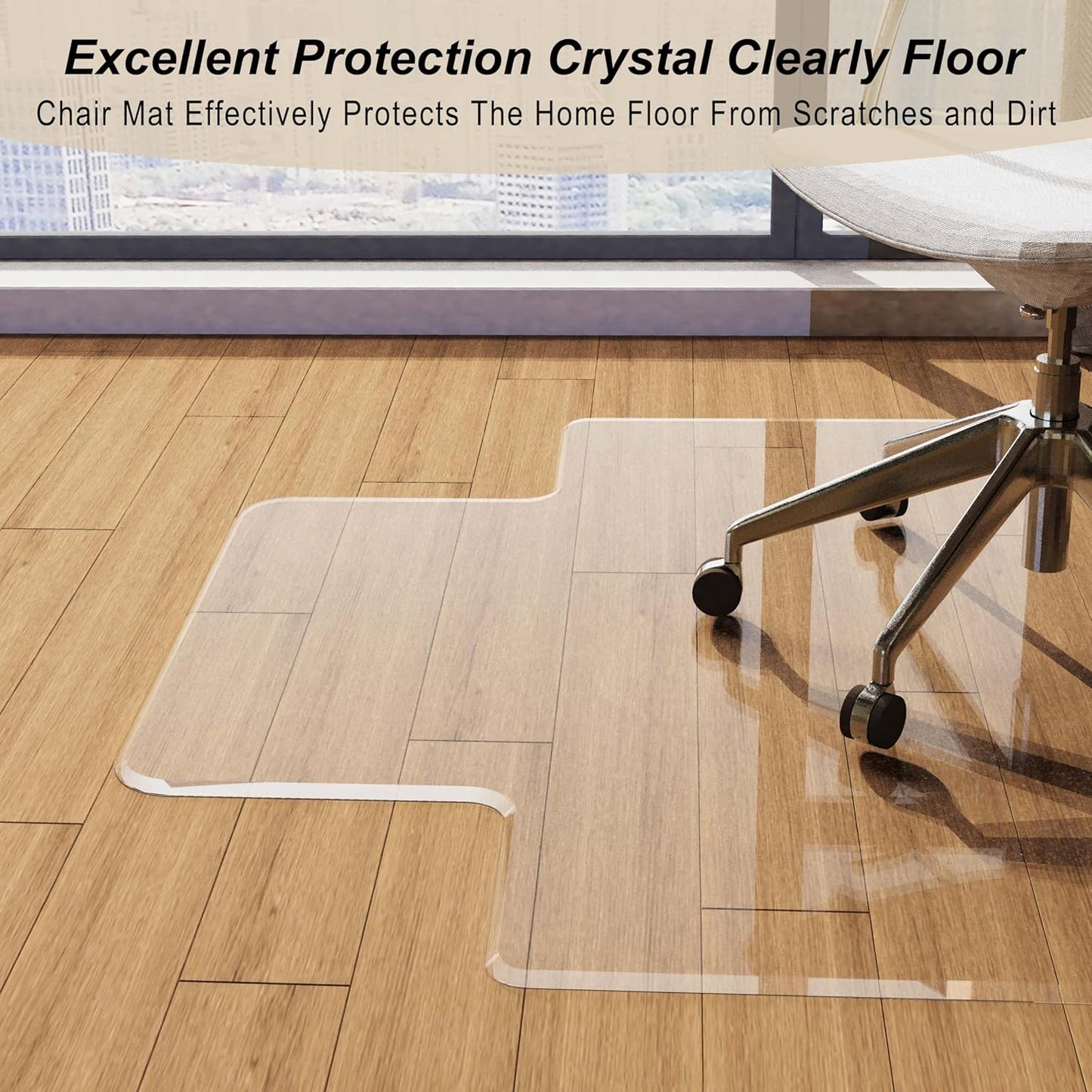 Beveled Edge Irregular Office Chair Mat with Lip for Carpet or Hardwood Floor Crystal Clear 48" x 60" Smooth Glide and Easy Roll On/Off, Heavy Duty and Non-Slip Pad Floor Chair Mat with Lip