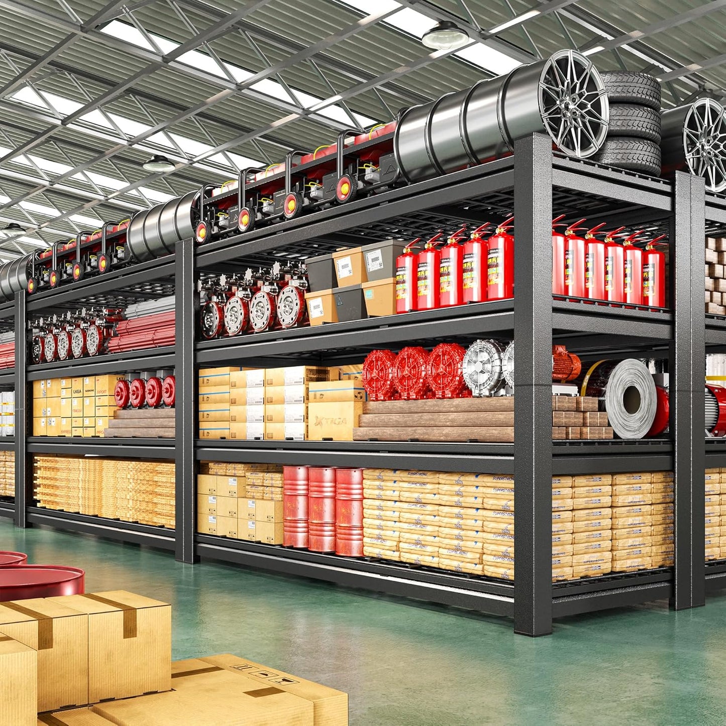 60.1" W Storage Shelves Extra Wide Metal Shelving 2500LBS Garage Shelving Adjustable 4 Tier Garage Shelves Industrial Metal Shelf for Basement Warehouse Shop 60.1" W x 24.1" D x 60" H