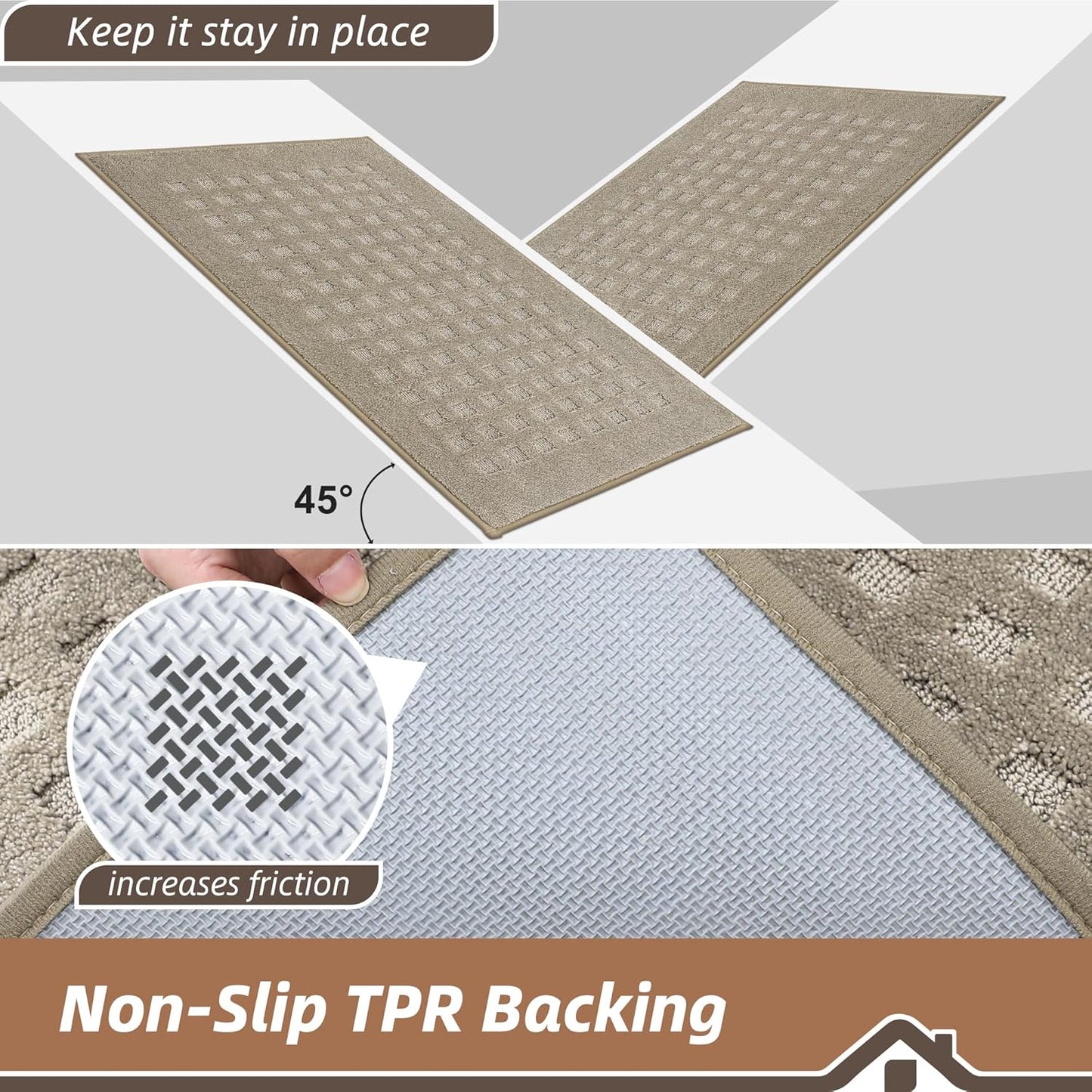 BEQHAUSE Waffle Door Mats Indoor 20"x32", Dog Mat for Muddy Paws Absorbent and Dirt Resist Floor Mats Non-Slip Washable Rugs for Entryway, Welcome Mat for Front Back Door, Muddy Wet Shoes, Beige