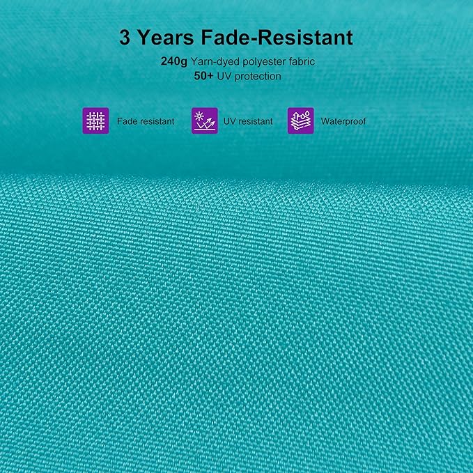 PURPLE LEAF 8 Feet Cantilever Patio Umbrella Square Umbrella with 360° Rotation and Aluminum Offset Hanging Outdoor Umbrella for Pool Garden Backyard Deck, Turquoise