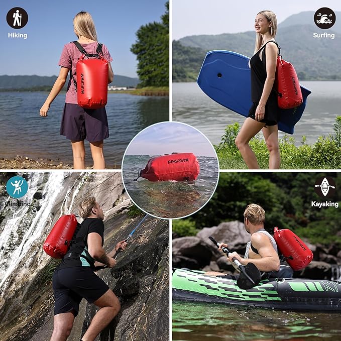 MARCHWAY Floating Waterproof Dry Bag Backpack 5L/10L/20L/30L/40L, Roll Top Sack Keeps Gear Dry for Kayaking, Rafting, Boating, Swimming, Camping, Hiking, Beach, Fishing