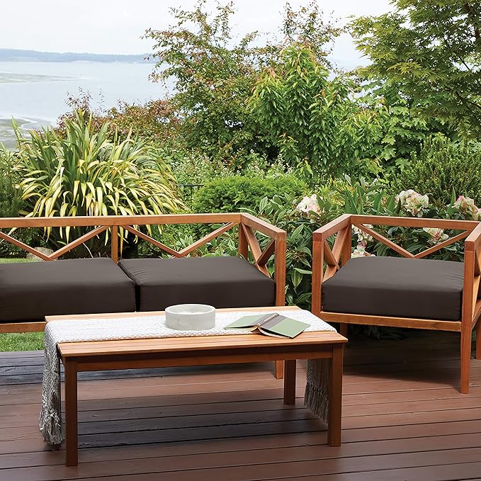 Classic Accessories Ravenna Water-Resistant 21 x 19 x 5 Inch Patio Seat Cushion, Espresso, Patio Loveseat Cushion