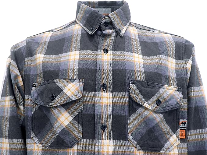 VATRENUS FR Shirts for Men Plaid Flannel Jacket 8.5oz Heavyweight Flame Resistant Welding Shirt