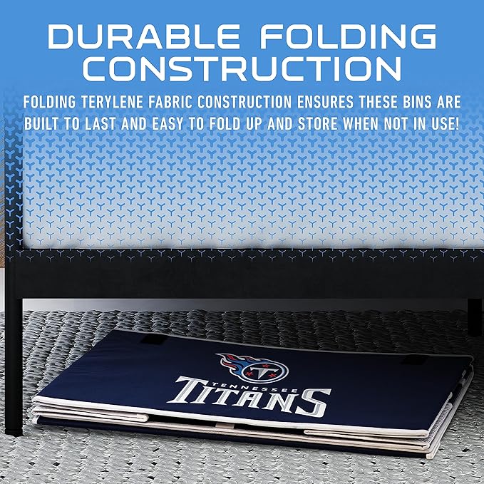 Franklin Sports NFL Storage Footlocker Bins - Large Folding Organizer Containers - NFL Team Office, Bedroom + Living Room Décor - Large + Small Bins