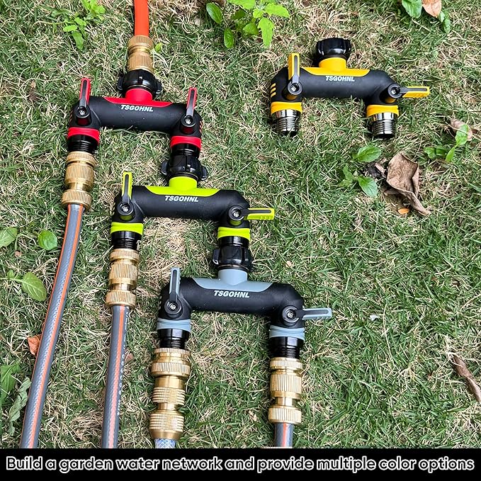 Garden Hose Splitter, 3/4-Inch Hose Manifold, Outdoor Faucet Adapter - Soft TPR Covering - Lightweight Non-Slip Sun-Resistant 3-Way Valve（Gray）