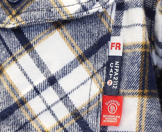 BOCOMAL FR Shirts for Men Welding Shirt Plaid 8.5oz Heavyweight Fire Retardant/Flame Resistant Welding Jacket