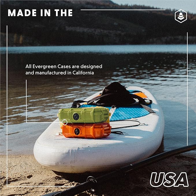 Evergreen 56 Waterproof Dry Box Protective Case - Travel Safe/Mil Spec/USA Made - for Tackle Organization of Cameras, Phones, Camping, Fishing, Hiking, EDC, Water Sports, Knives (TOPO, Black)